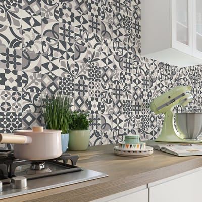 Zelfklevende tegelmuurstickers voor keuken en badkamer - 60 cementtegelstickers (AZULEJOS ALATA) - 60 stickers, 10x10cm