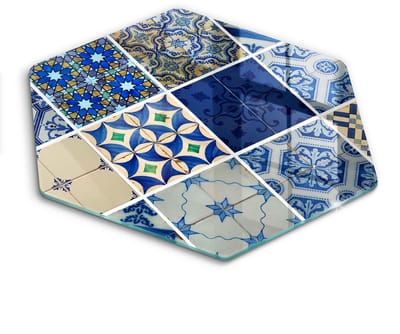 Wallfluent Glazen Snijplanken - Decoratieve tegels Snijplanken Glas - h40 cm - Blauw Snijplanken van Glas - Hittebestendige Glazen Snijplank - Hygiënische Snijplank van Glas - Antislip Hakplank van Glas