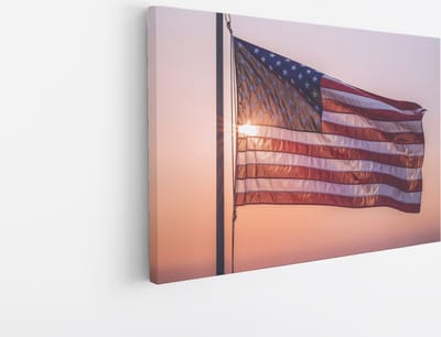 Saammp - Canvas Schilderij - Amerikaanse Vlag - Steden - Landen - 45x30 - Foto op canvas - Wanddecoratie - muurdecoratie Woonkamer - Slaapkamer decoratie - Canvas Print