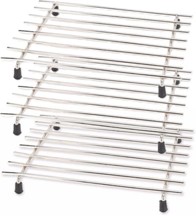 Excellent Houseware Pannenonderzetter - 3x - roestvrij staal - 24 x 19 cm - met antislip voetjes