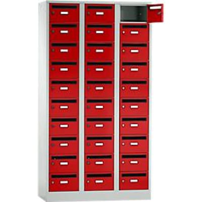 Postverdeelkast, met inwerpgleuf, 3 compartimenten, veiligheidscilinderslot, vuurrood