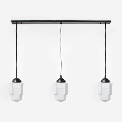 3 x Apollo Mat lampen aan plafondbalk Moonlight - Art Deco Trade