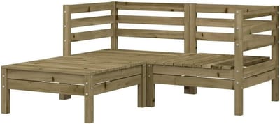 Tuinbank met voetenbank - Buitenbank loungebank - Genieten van het weer - Geïmpregneerd grenenhout - 2-zits - Naturel