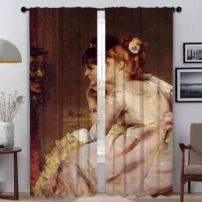 Gordijnen voor Woonkamer Gordijn Vector Schilderijen Shades Halloween Decoratie Huisinterieur Gordijnen 2 Stuks Scheidingswand Kind W50xH70cmx2pcs-CL brown