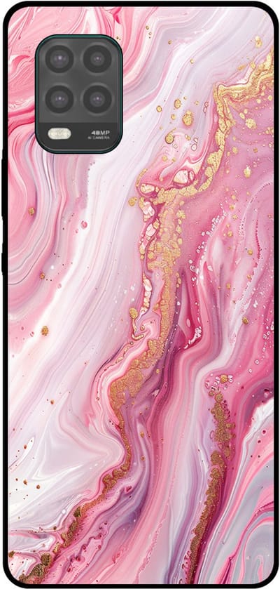 Smartphonica Telefoonhoesje Geschikt voor Xiaomi Mi 10 Lite met marmer opdruk - TPU backcover case marble design - Roze geschikt voor Xiaomi Mi 10 Lite