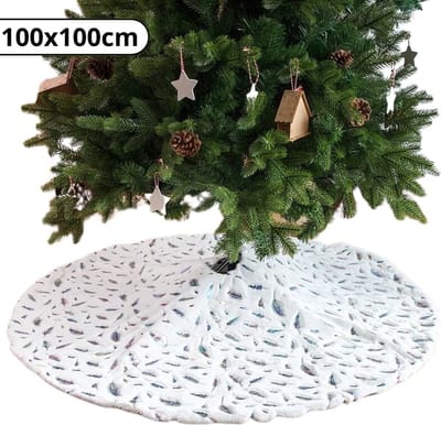Nivard Kerstboomrok Voor Kunstboom - Kerstboomkleed - Kerstboom Mand - Kerstkleed - Kerstboomring - Kerstrok - Kerstboomdeken - Kerstboomrok - Rond 100cm