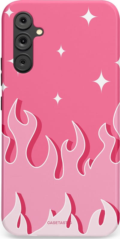 Casetastic Hoesje Geschikt voor Samsung A34 (5G) - Stijlvolle Beschermende Duo-layer Case - Roze Vlammen