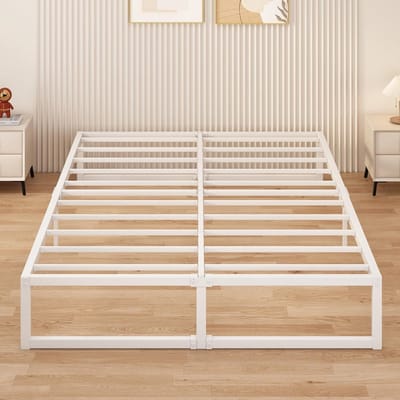 Metalen Bedframe - Platformbed - Stabiele Ondersteuning - Geruisloos Ontwerp - 150x190 cm - Wit