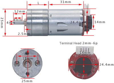 Motor met Reductie - Snelheidsmotor - Robot Projecten - Volledig Metalen Tandwiel - 65mm Wiel