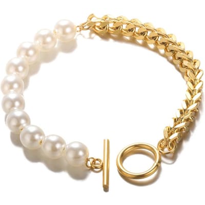 Cubaanse kettingparelarmbanden voor vrouwen handgemaakte roestvrijstalen harthangerarmbanden bruiloftsfeest Boho sieraden geschenken