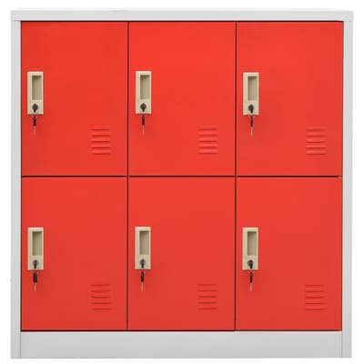 vidaXL - Lockerkasten - 2 - st - 90x45x92,5 - cm - staal - lichtgrijs - en - rood