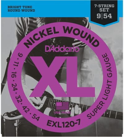 D'Addario EXL120-7 Round Wound Snaren voor 7-Snarige Elektrische Gitaar (9-54)