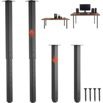 VEVOR Tafelpoten, Set van 4, Meubelpoten 60–100cm In Hoogte Verstelbaar, Tafelpoten Max. 544 Kg, Telescopische Poten van Koolstofstaal, voor Bureaus, Salontafels, Eettafels, Werkbanken, Vierkant