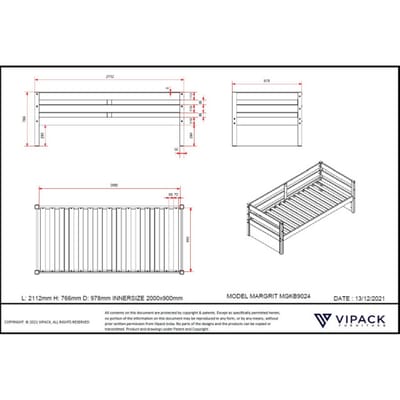 LUCEVI - Margrit Kajuitbed + Rolbed - Wit - 90x200 cm