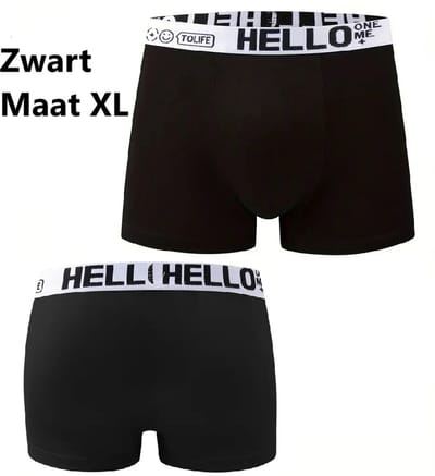 HELLO Elastische Heren Boxershort I Onderbroek Mannen I Heren Ondergoed I Ademend, Zacht & Comfortabel I Maat XL I Zwart