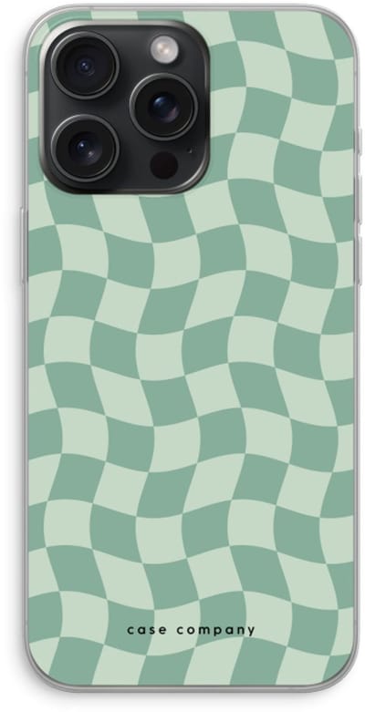Case Company® - Hoesje geschikt voor iPhone 15 Pro Max hoesje - Grid Groen - Soft Cover Telefoonhoesje - Bescherming aan alle Kanten en Schermrand