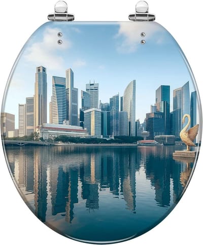 Ronde WC-bril - Toiletzitting Deksel - Badkamer Upgrade - Zachtsluitend Mechanisme - 37x42 cm - Decoratief Design