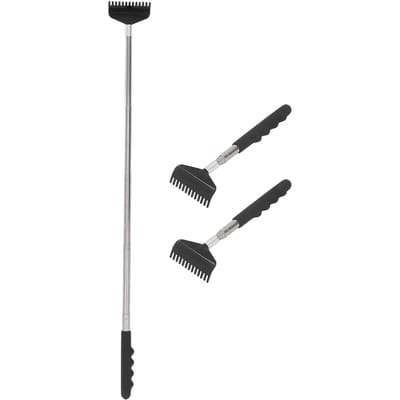 3 Stuks Rugkrabber Roestvrij Staal Draagbaar Puntige Druk Uittrekbaar Rugkrabber Gereedschap gray