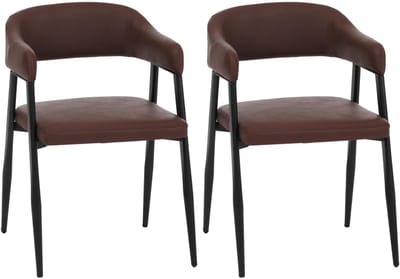 Set van 2 eetkamerstoelen MCW-P29, keukenstoel, rugleuningstoel, gestoffeerde stoel, industrieel retro vintage kunstleer ~ roestrood