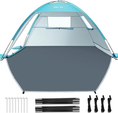 SnelShoppen - Grote Strandtent voor 2-3 Personen, Draagbare Schuilplaats met UV-Bescherming, Lichte Schaduw voor Strand, Tuin en Picknick