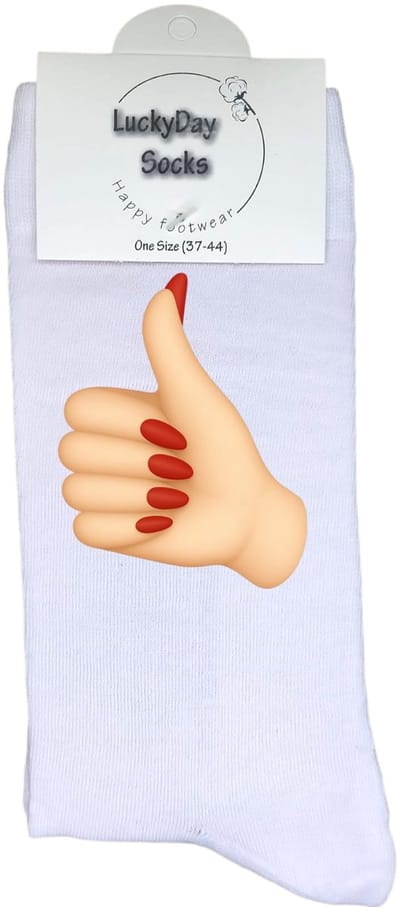Duim dames - LuckyDay Socks - Geslaagd - Grappige sokken - Motivatie sokken - Vaderdag - Moederdag - Cadeau sokken - Pensioen cadeau - Verjaardag cadeau - Beterschap cadeau - Opkikker - Schoen cadeau - Kerst cadeau - Maat 37-44