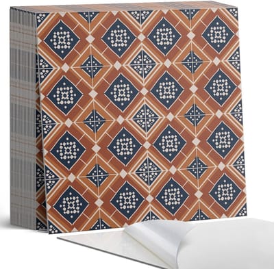 Coloray Plaktegels - Geometrie in bruin en wit Zelfklevende Tegels - 20 cm x 20 cm - Bruin Plaktegels - 20 stuks - Vierkant PVC Tegels - Plaktegels Badkamer - Plaktegels Vloer - Vinyltegels Vloer Zelfklevend - Wandtegel Zelfklevend