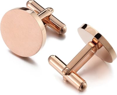 Ronde Manchetknopen Heren Rose Goud Kleurig - Gepolijst - Cufflinks - Papa Cadeau Voor Mannen - Vaderdag