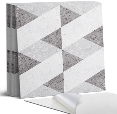 Coloray Plaktegels - Geometrie in contrasten Portugese Tegels - 30 cm x 30 cm - Grijs Plaktegels - 9 stuks - Vierkant PVC Tegels - Plaktegels Keuken - Zelfklevende Vloertegels - Vinyl Tegels - Zelfklevende Tegels