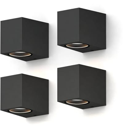 Calex Wandlamp Downlight Sanremo - GU10 - IP54 Water- en Stofbestendig - Geschikt voor Binnen en Buiten - Eenvoudige installatie - Rechthoek - Zwart – 4-Pack