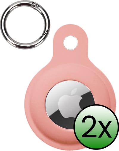 Hoesje Geschikt voor Apple AirTag 2 Hoesje Case Hoesje Geschikt voor Apple AirTag 2e generatie Sleutelhanger Siliconen Hoes - Lichtroze - 2 Stuks