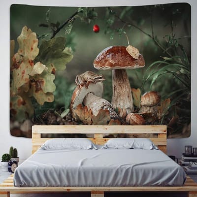 Paddenstoelenbos Gebergte Wandtapijt Psychedelische Zee Kwallen Kunst Wandkleden voor Woonkamer Thuis Slaapzaal Decor 95x70CM gray