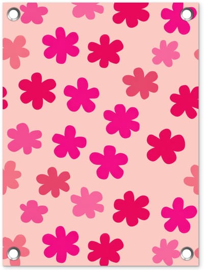 Tuinposter 30x40 cm - Tuindecoratie Bloemen - Patroon - Roze - Poster voor in de tuin - Buiten decoratie - Schutting tuinschilderij - Tuindoek muurdecoratie - Wanddecoratie balkondoek