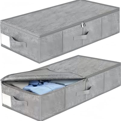Opbergbakken voor Onder Bed, 2 Stuks, 76 x 40 x 17 cm Vouwbare Stoffen Organizers met Deksel, Diepe Onderbedladen voor Kleding, Beddengoed en Seizoensopslag, Ruimtebesparend en Praktisch