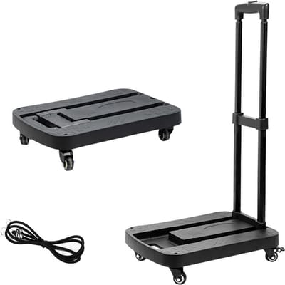 Opvouwbare handkar, zware bagagekar, gereedschapswagen, platformkar met 4 wielen voor verhuizingen S black
