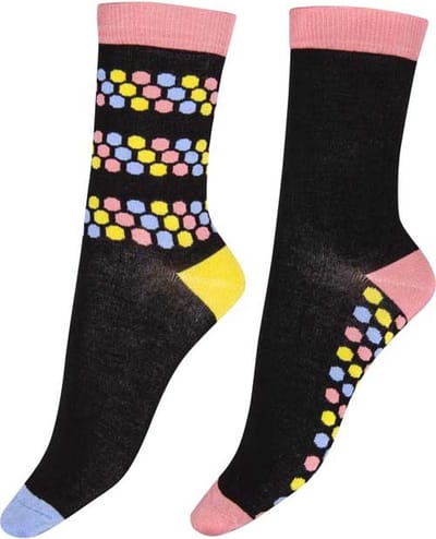 Pretty Polly Sokken - Bamboe - Milieu Vriendelijke - Dotty - Damessokken - One Size - Zwart/Pastel - 2 Paar - Voordeelverpakking