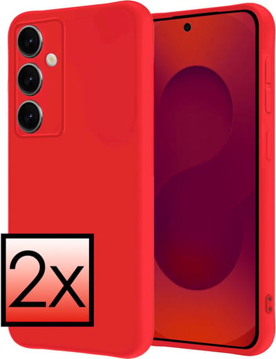 Hoesje - 2 Stuks - Geschikt voor Samsung Galaxy S25 - Sterk & Shockproof - Case Siliconen - Back Cover - Telefoon Hoes - Rood