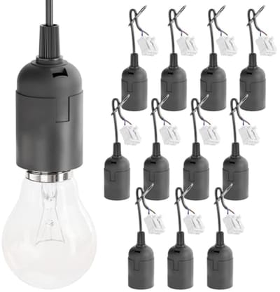 12x E27 Bouwfitting Zwart met Snelkoppeling - Renovatiefitting tot 60W