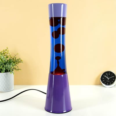 Fisura - Lava Lamp - blauw met rode lava - purperen voet
