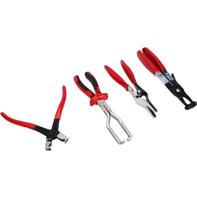 Kit de 4 Pinces à Collier de Serrage pour Tuyau Acier à Haute Teneur en Carbone Pince Ergonomique pour Durite de Carburant pour Câblage Entretien Électrique red