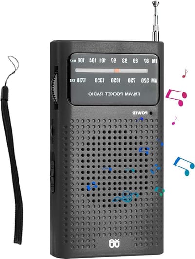 Draagbare Radio - Zakradio AM FM - Muziek Luisteren - Verbeterde Ontvangst - 128 x 70 mm - Zwart Wit