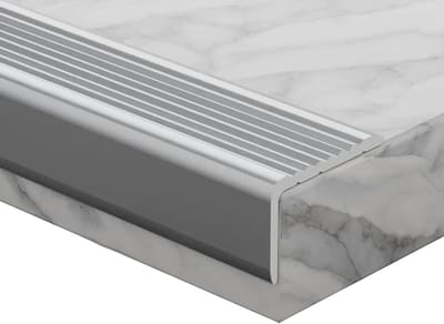 Aluminium trapneusprofiel - Traprand bescherming - Trap veiligheid - Antislip oppervlak - 90 cm lengte - Zilver