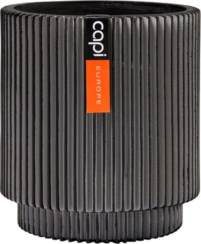 Capi Europe - Vaas cilinder Groove Anthracite & Ivory - 11x12 - Antraciet - Opening Ø10 - Bloempot voor binnen - 5 jaar garantie - BGVZ312