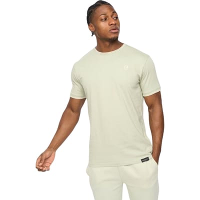 Crosshatch Heren-T-shirt van Preece met contrasterende strepen (Lichte Olijf)