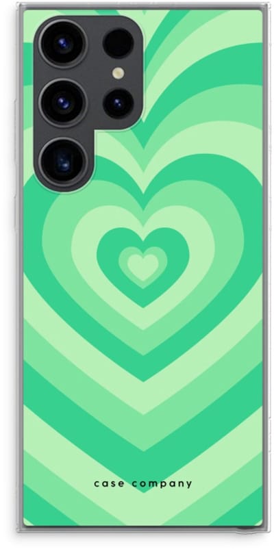 Case Company® - Hoesje geschikt voor Samsung Galaxy S23 Ultra hoesje - Hart Groen - Soft Cover Telefoonhoesje - Bescherming aan alle Kanten en Schermrand