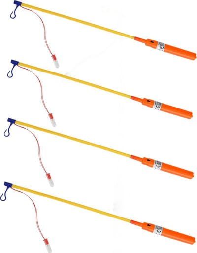 Tender Toys Lampionstokje - 6x - oranje - met LED lichtje - 50 cm - Sint Maarten lopen - Lampionnentocht