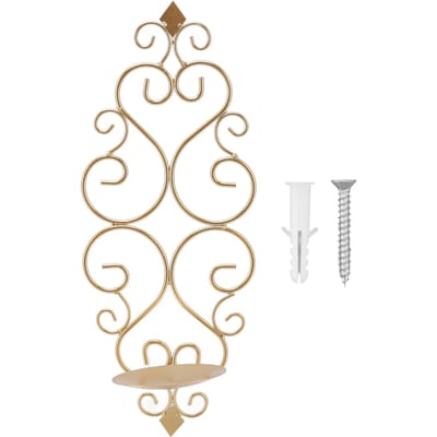 Porte-bougie Fer Bougeoir Pliant Montage Mural Base Applique Décoration de Maison pour Pièce Métal Or beige