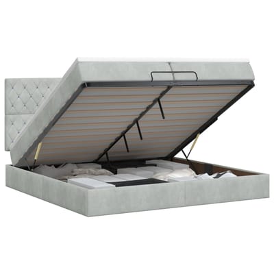 vidaXL - Ottoman - bed - met - matras - Lichtgrijs - 200 - x - 200 - cm - Fluweel