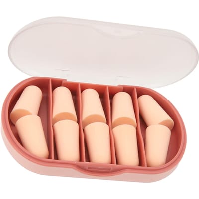 2 Pakketten Geluidsdempende Oordopjes Zachte Ronde Dikke Oordopjes Bulk met Opbergdoos Roze beige