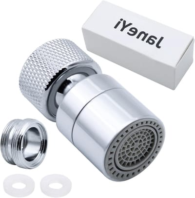 Verstelbare 360° Draaiende Waterbesparende Aerator voor Keuken en Badkamer - 2 Modi, Messing, Geschikt voor M22 en M24 Taps met Nozzle Adapter