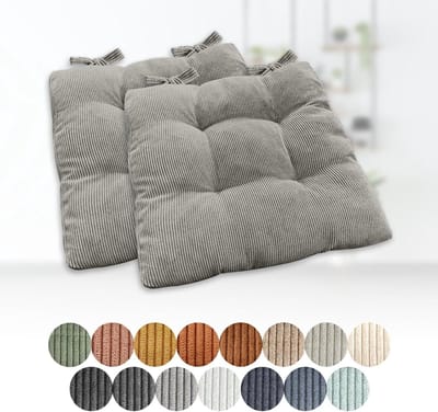 Vierkante Zitkussens - Comfort Kussens - Buiten Zitten - Met Bevestigingsbanden - 60x60x15 cm - Grijs